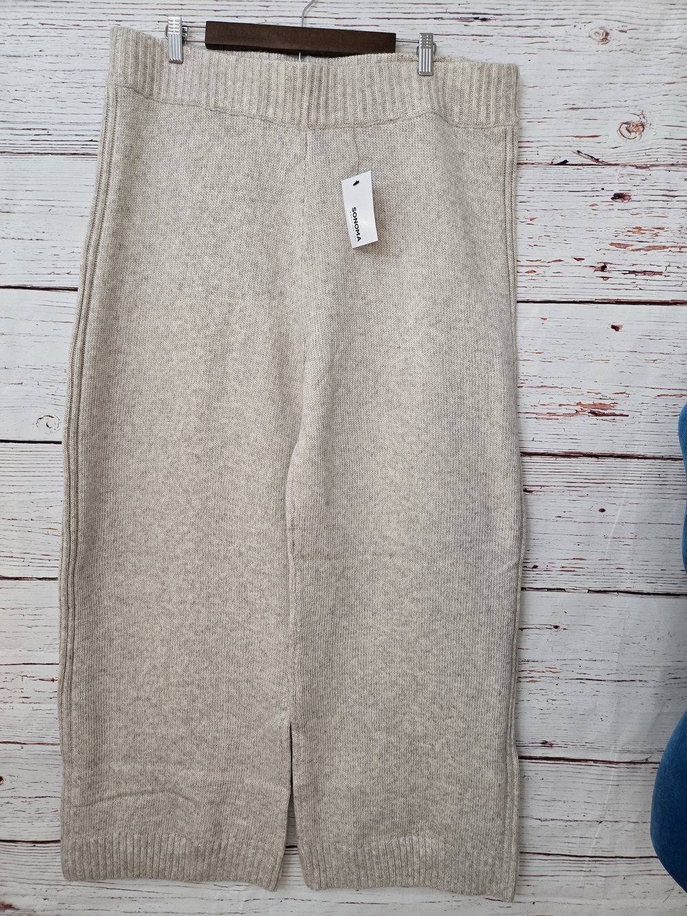 NWT Sonoma Goods For Life Women's Sweater Knit Wide Leg Pants XL Oatmeal